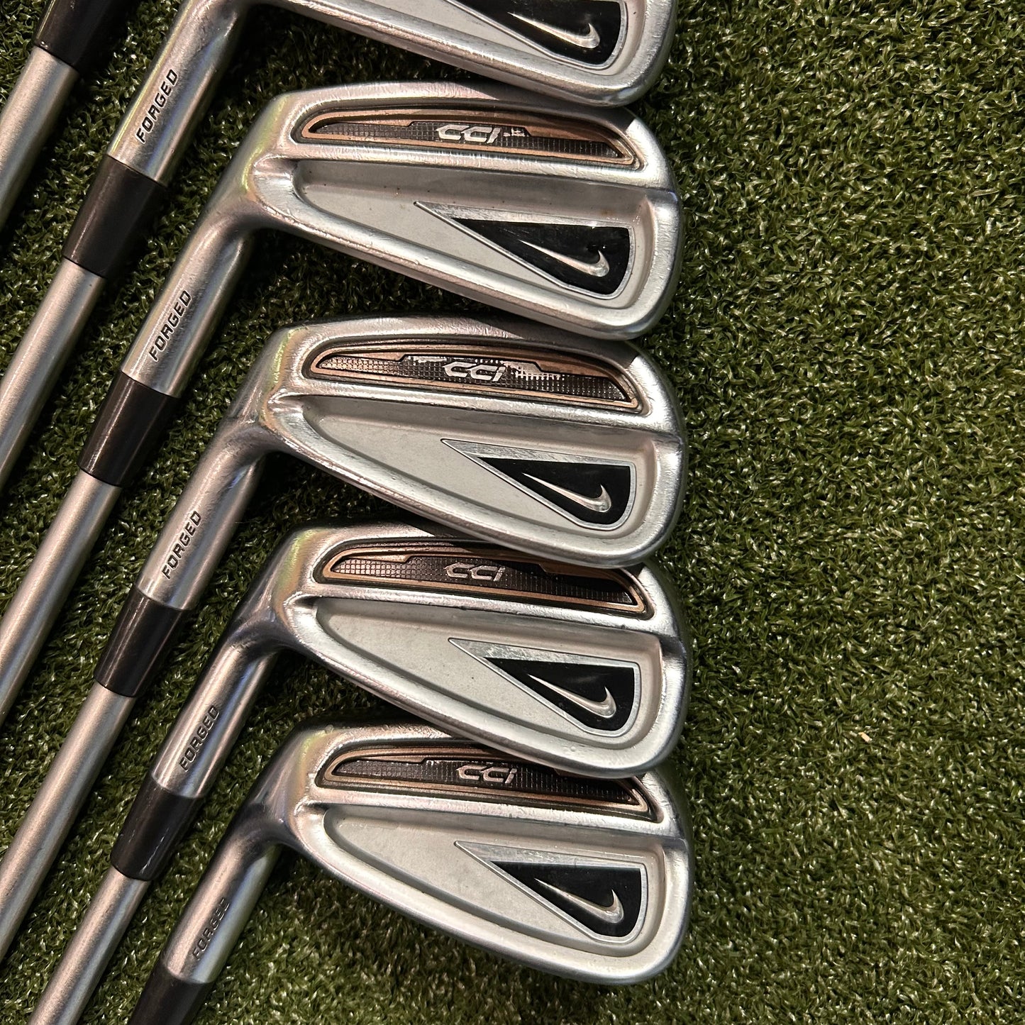 LH Nike CCi Forged Iron Set (3-PW). Stiff Flex Steel Fiber.