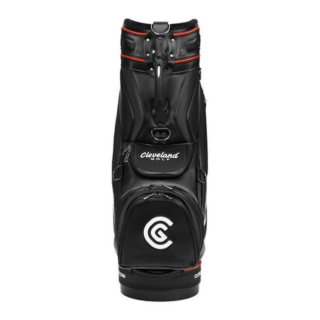 Black golf bag with Cleveland Golf logo on a white background